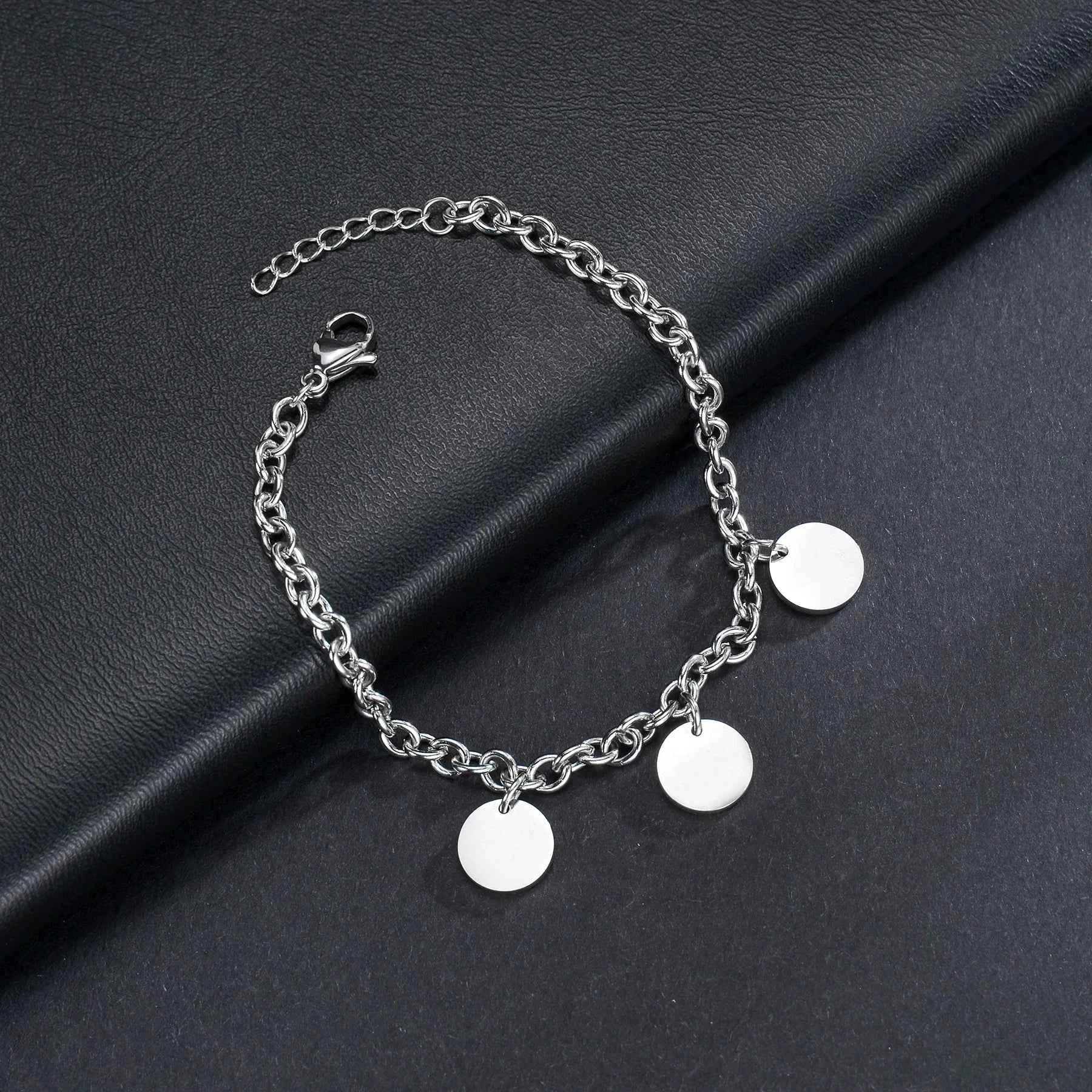Engraved Name Thick Figaro Chain Bracelet - Stainless Steel