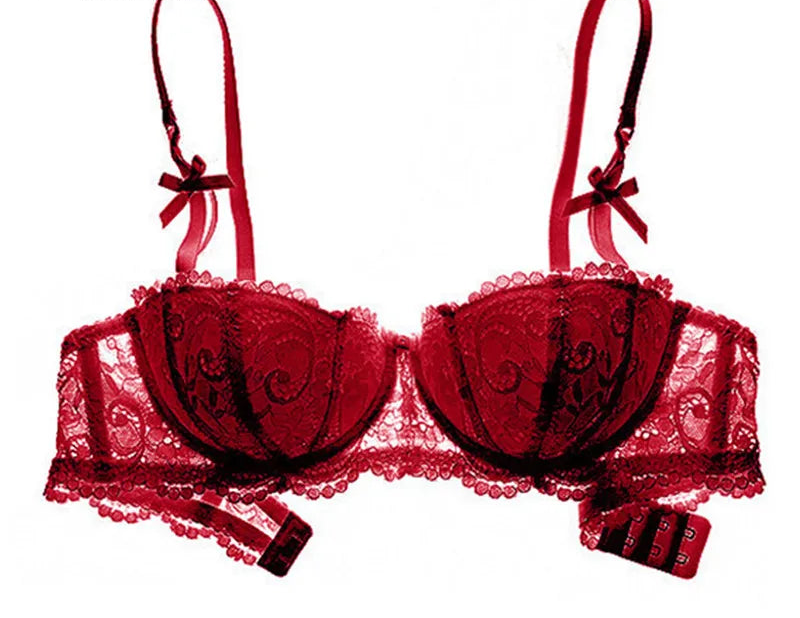 Embroidered Half-Cup Push-Up Bra - SHOPPERS' CASTLE