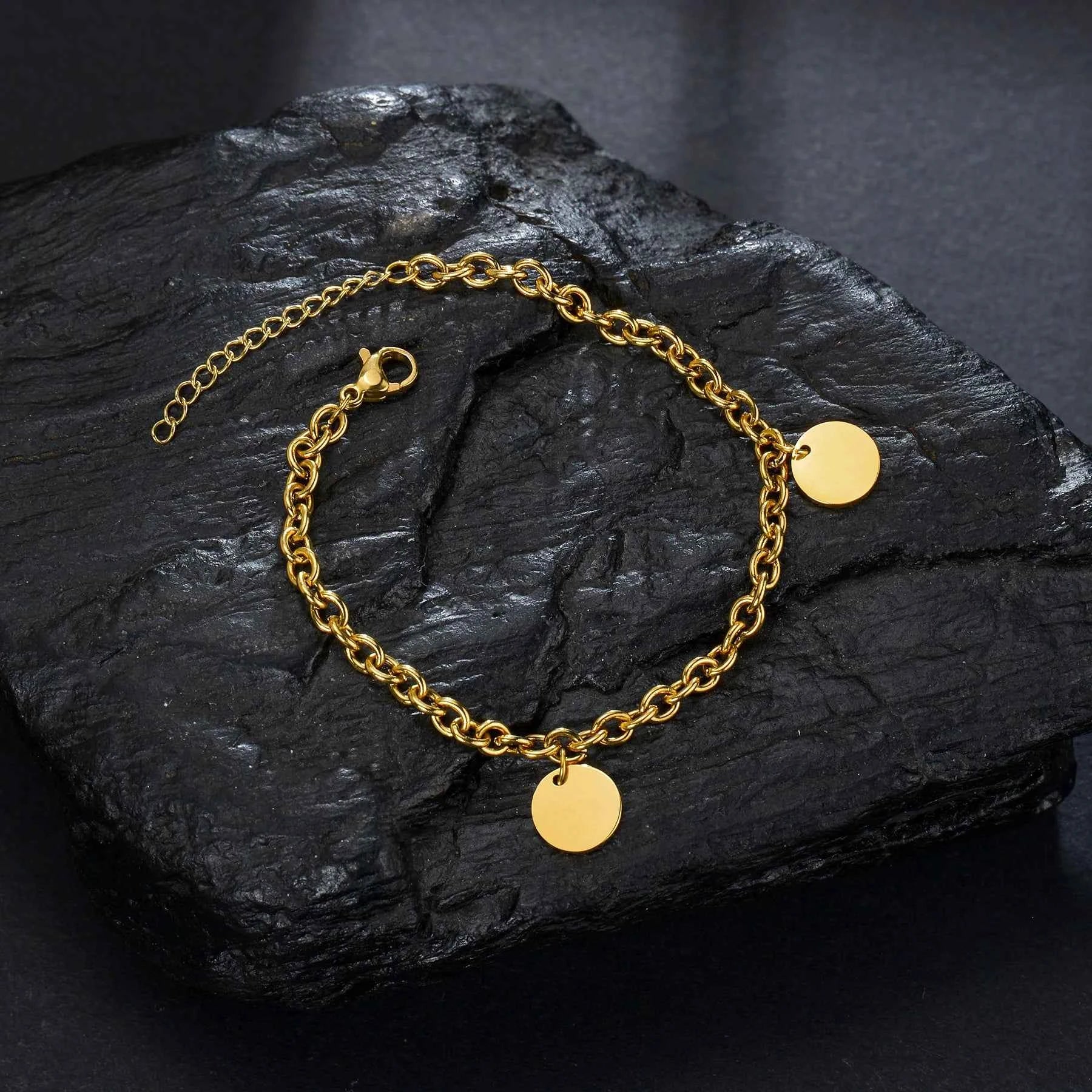 Engraved Name Thick Figaro Chain Bracelet - Stainless Steel