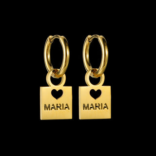 Custom Hollow Heart Name Earrings - Stainless Steel - SHOPPERS' CASTLE