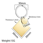 Personalized Engrave Name Date Keychain - Square Round