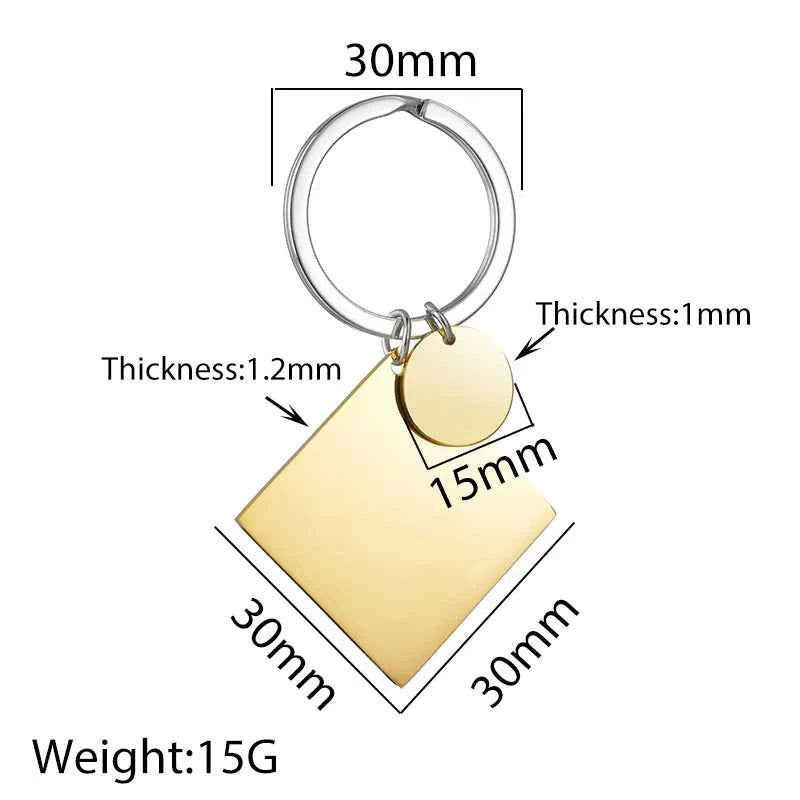 Personalized Engrave Name Date Keychain - Square Round