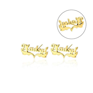 Custom Ribbon Name Earrings - Geometric Design