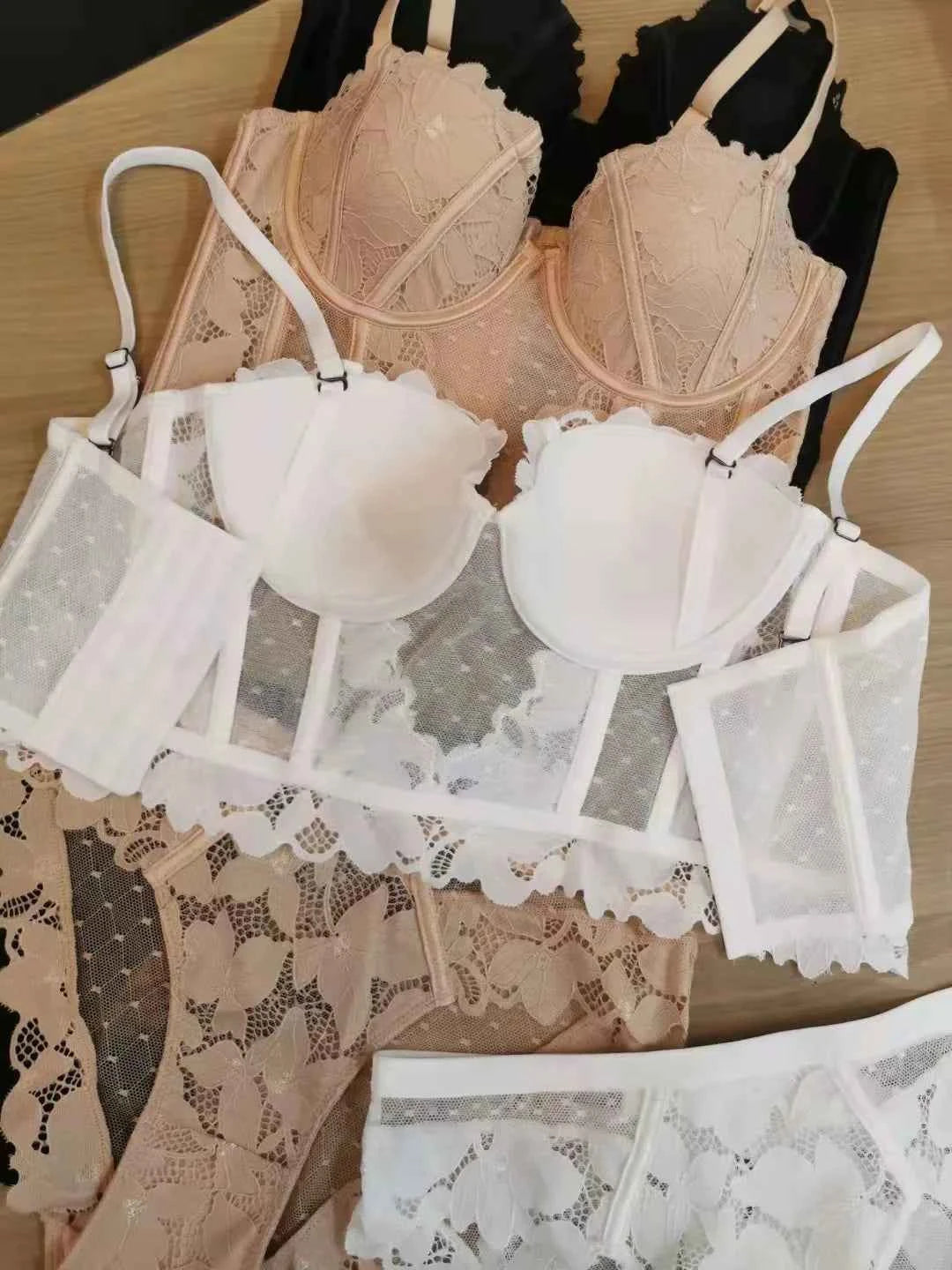 Lace Embroidery Fish Bone Body Shaper Bra Set