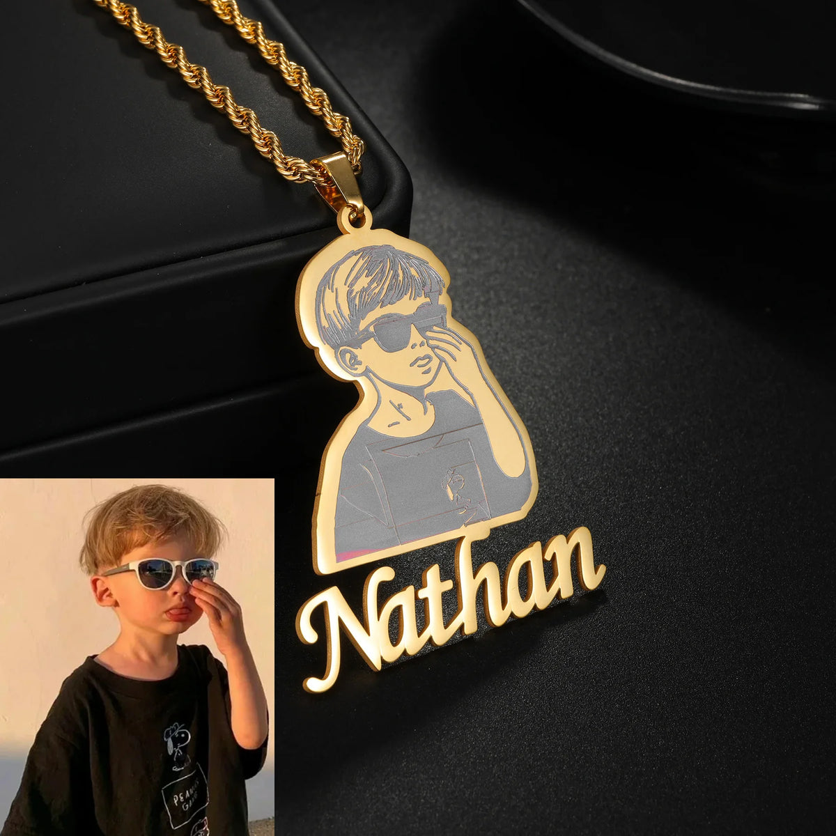 Engrave Picture Custom Name Choker Necklace - Family Gift - SHOPPERS' CASTLE