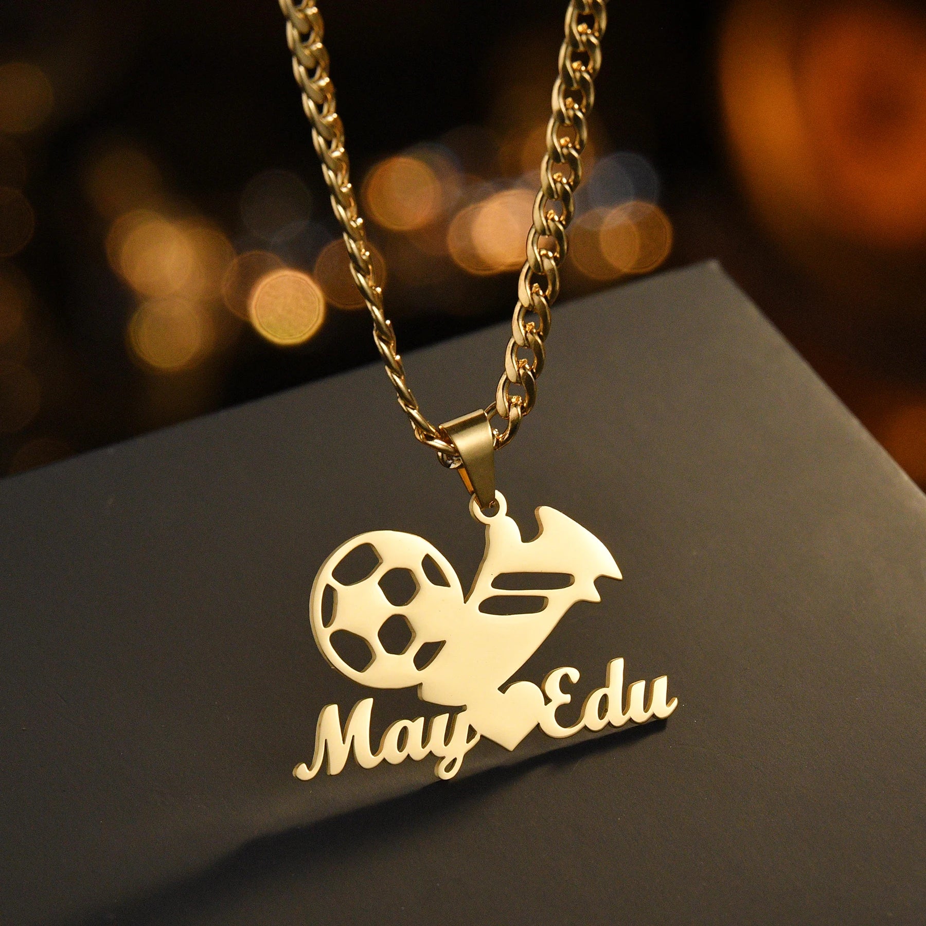 Personalized Name Football Sports Necklace - Baseball Pendant - SHOPPERS' CASTLE