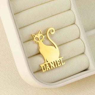 Custom Egyptian Cat Name Brooch - Business Party