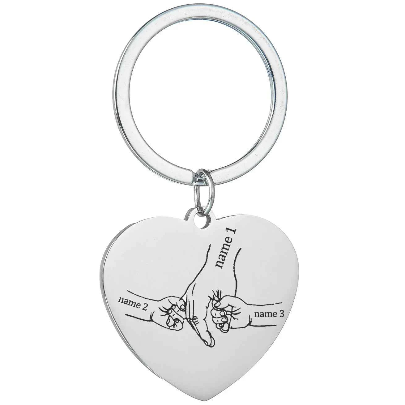 Personalized Heart Round Keychain - Engraving Words