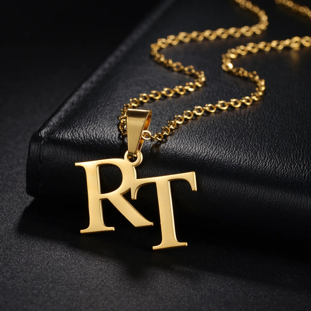 Personalized 2 Big Letter Necklace - Link Chain Pendant - SHOPPERS' CASTLE