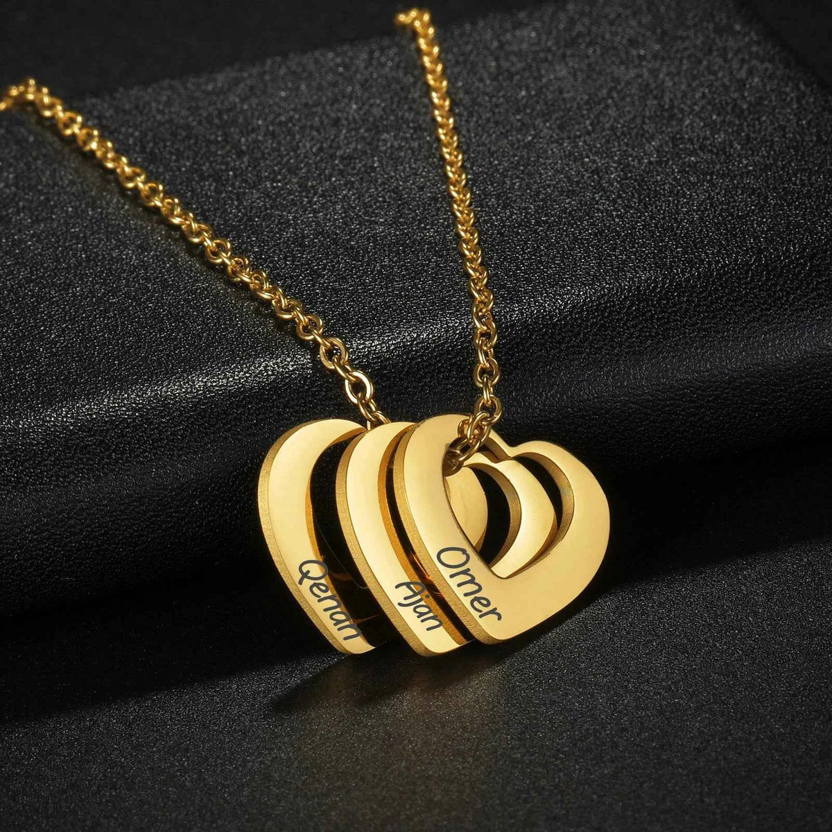 Personalized Name Heart Engrave Letter Necklace - Mother Kids