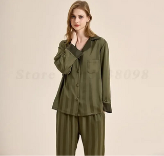 Striped Long Sleeve Pajama Set - SHOPPERS' CASTLE
