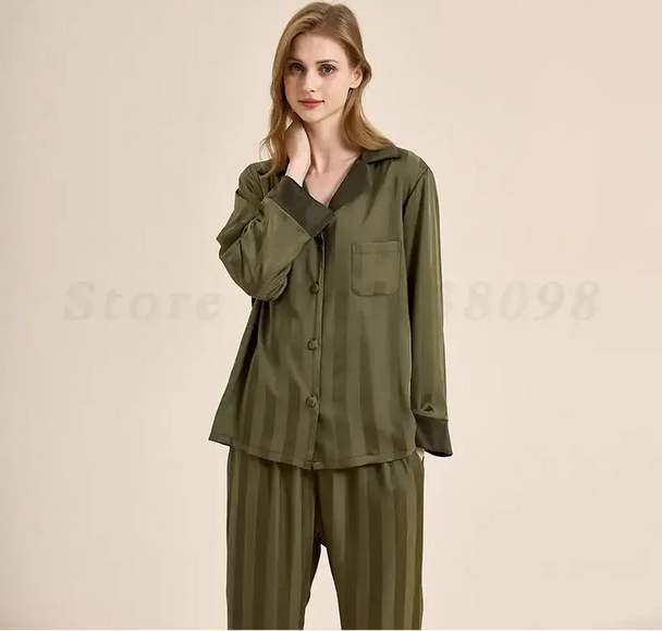 Striped Long Sleeve Pajama Set - SHOPPERS' CASTLE