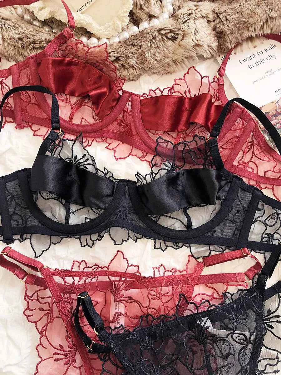 French Embroidery Bra Set