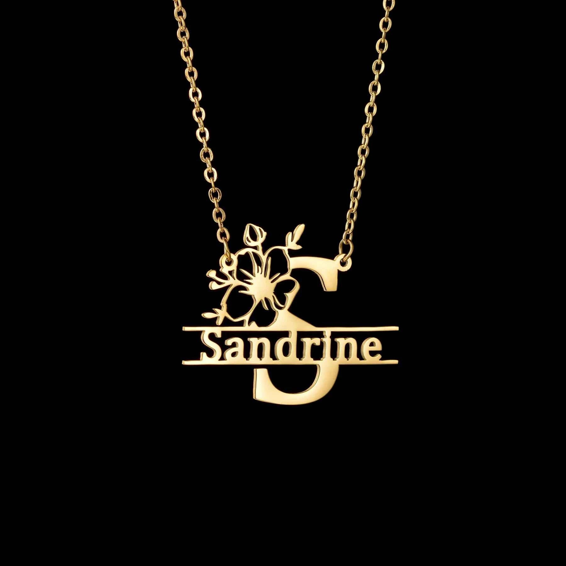 Personalized Big Letter Name Butterfly Pendant Choker - Link Chain