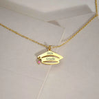 Engrave Name Date Bachelor Cap Necklace - Graduation Gift