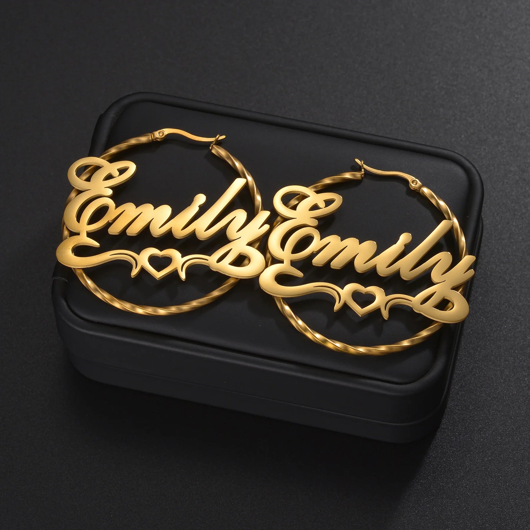 Custom Name Twisted Wire Hoop Earrings - Stainless Steel - SHOPPERS' CASTLE