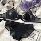 Hollow Ultra-Thin Breathable Push-Up Bra Set - Plus Size 95CD