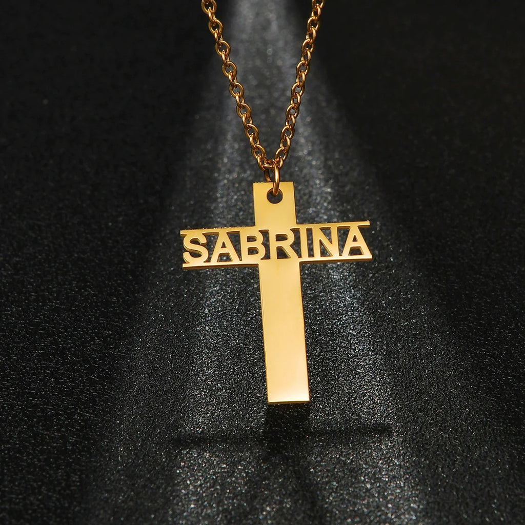 Personalized Name Cross Necklace - Zircon Pendant - SHOPPERS' CASTLE