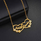 Custom 2 Names Star Heart Paw Choker - Link Chain