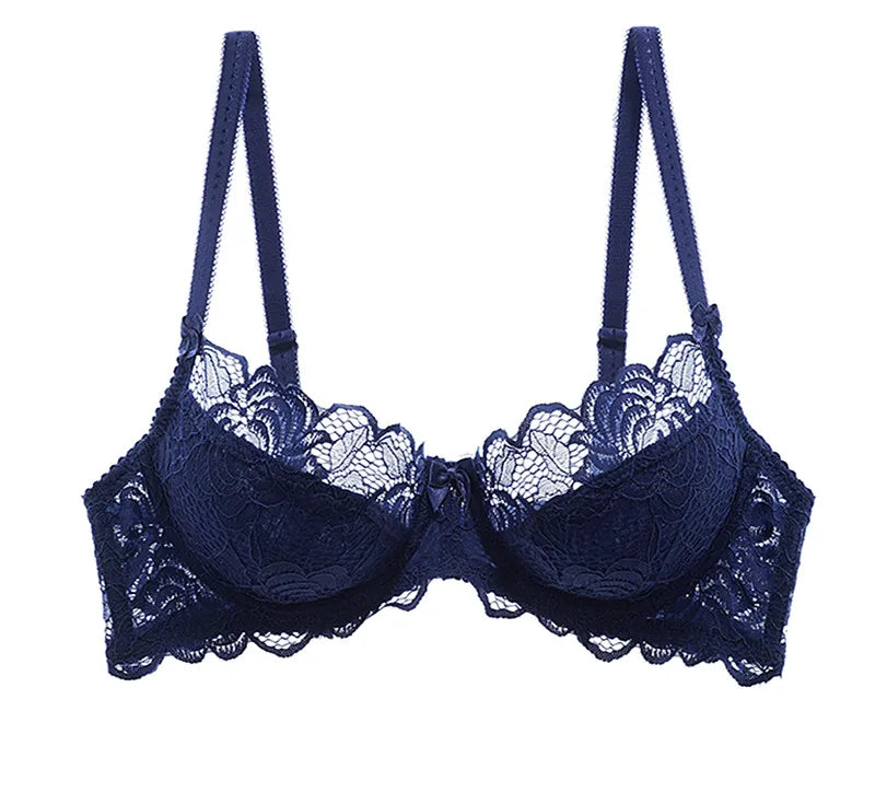 Hollow-Out Embroidered Bra - Plus Size - SHOPPERS' CASTLE