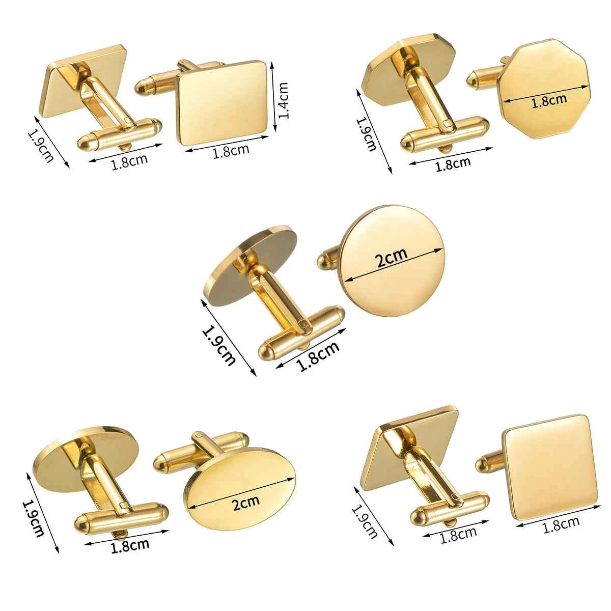 Personalized Name Cufflinks - Round Square Engrave Logo