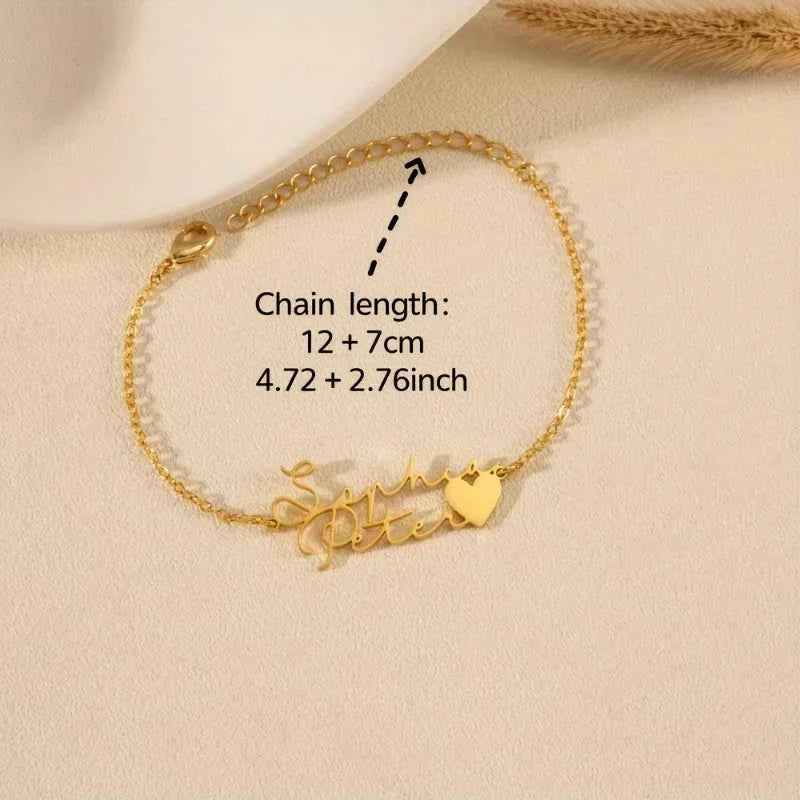 Custom Double Name Heart Bracelet - Couple Jewelry