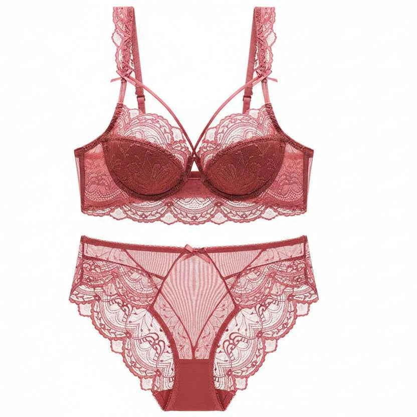 Thin Cotton Bandage Temptation Bra Set - Plus Size