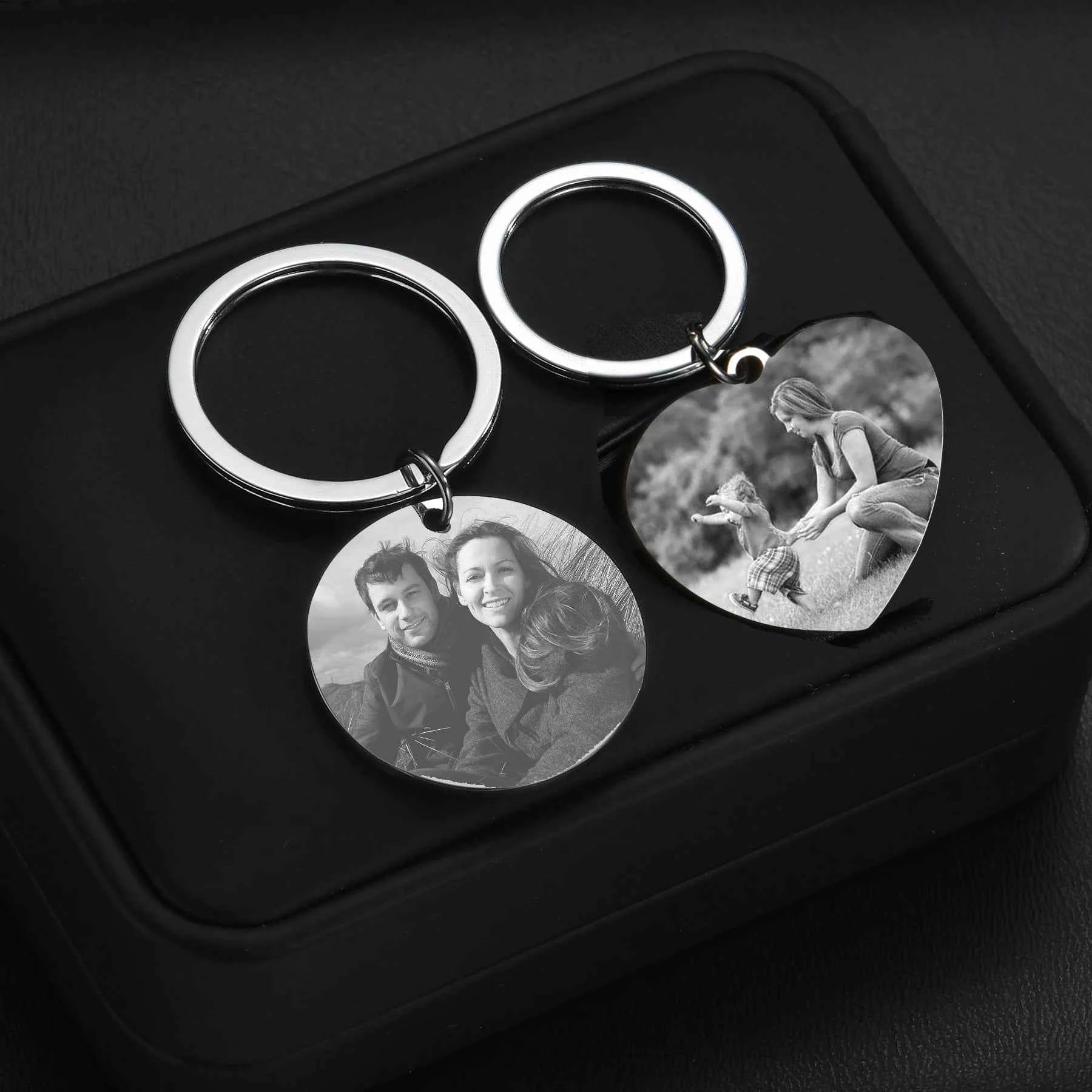 Engrave Name Picture Keychain - Square or Heart Design