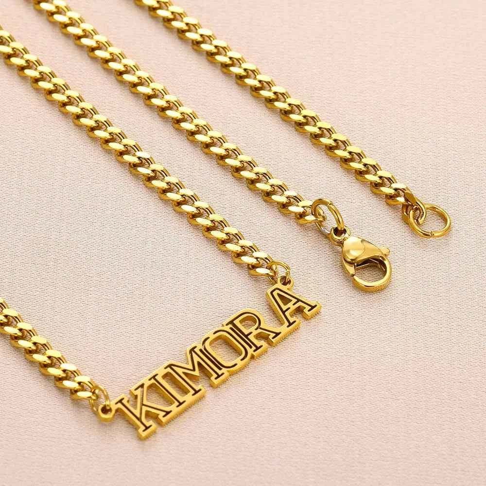 Custom Name Flat Chain Nameplate Necklace - Girlfriend Gift
