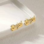 Custom Ribbon Name Earrings - Geometric Design