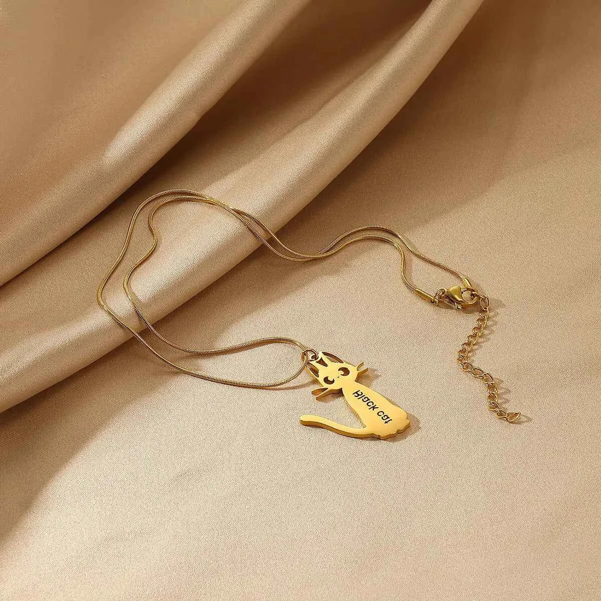 Cat Name Snake Chain Clavicle Necklace - Personality Jewelry