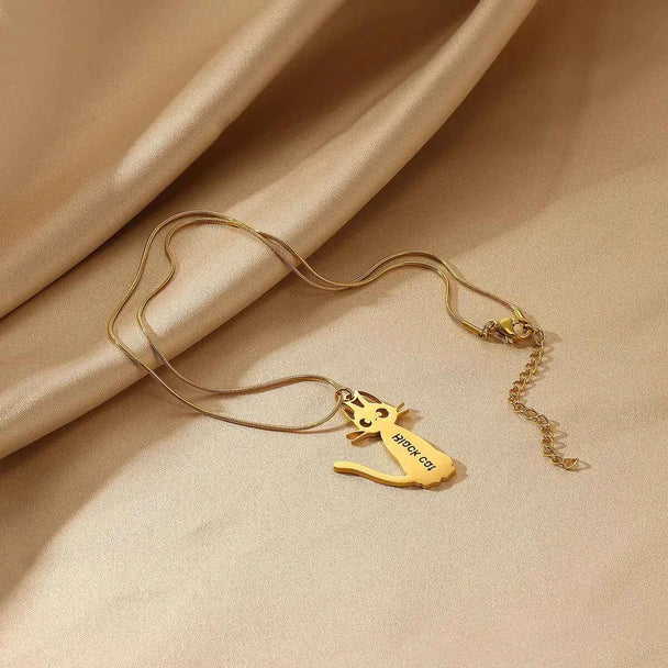 Cat Name Snake Chain Clavicle Necklace - Personality Jewelry