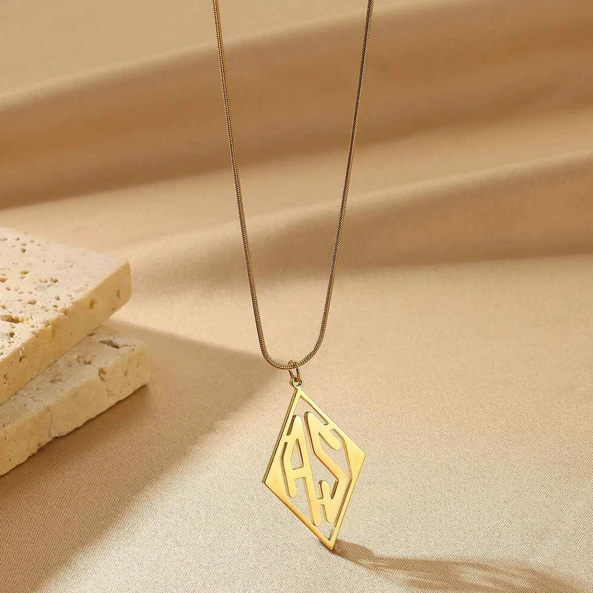 Custom Diamond Initial Letter Necklace - Wedding Jewelry