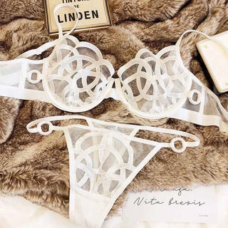 French Ultra-Thin Lace Bra Set with Thong