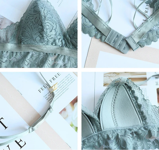 French Wire-Free Thin Cotton Beautiful Back Bra Set