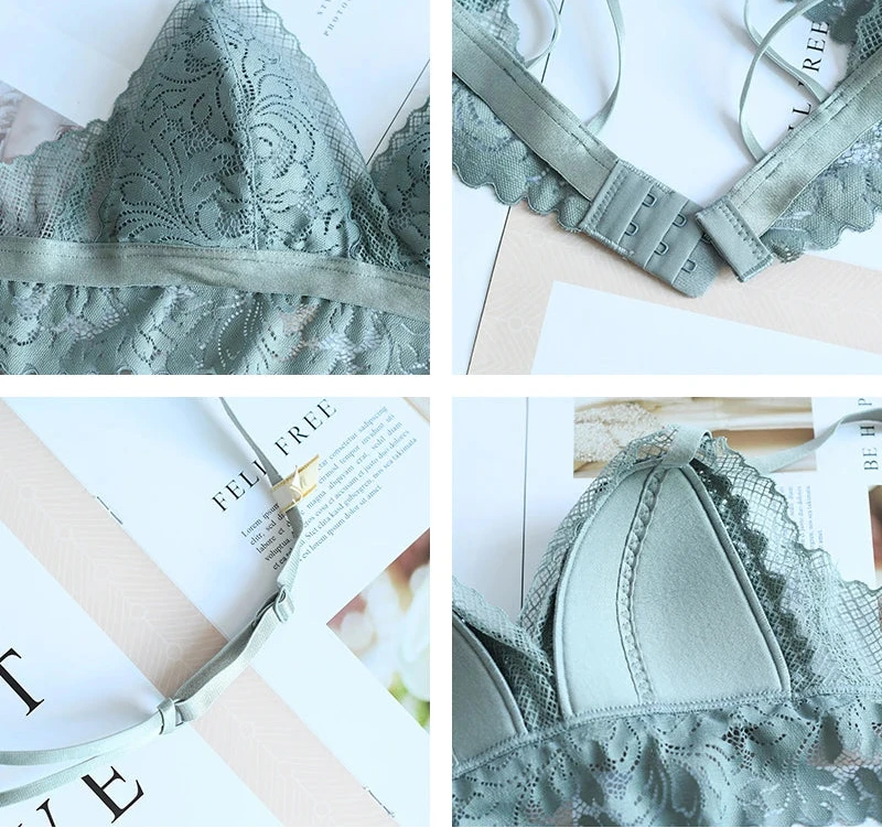 French Wire-Free Thin Cotton Beautiful Back Bra Set