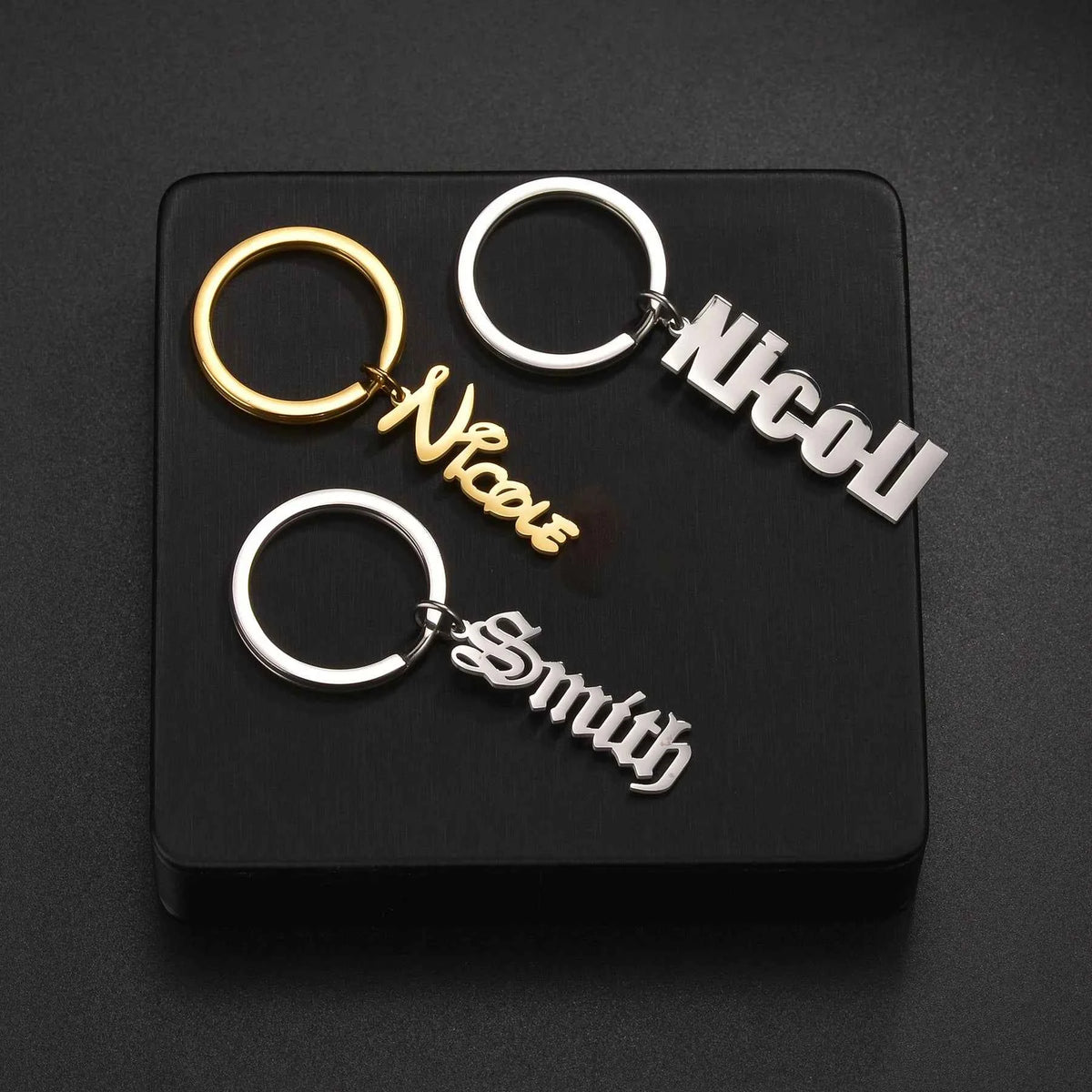Personalized Name Fashion Keyring - Letter Nameplate Pendant