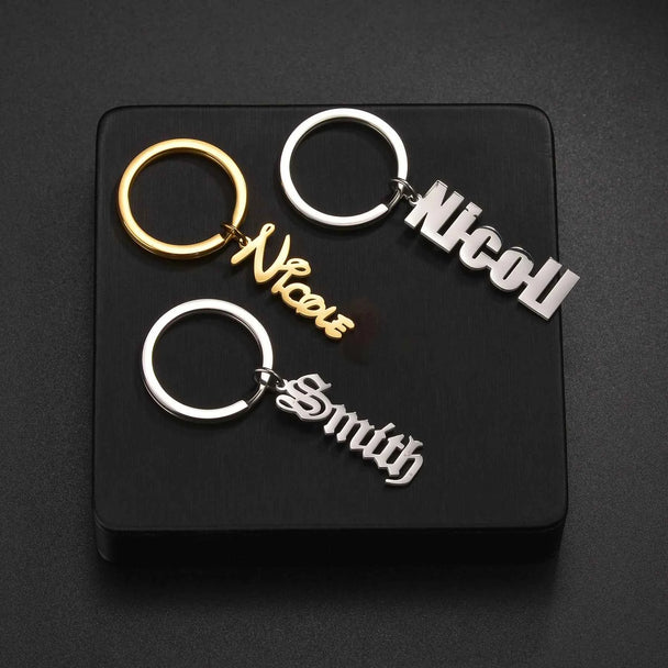 Personalized Name Fashion Keyring - Letter Nameplate Pendant