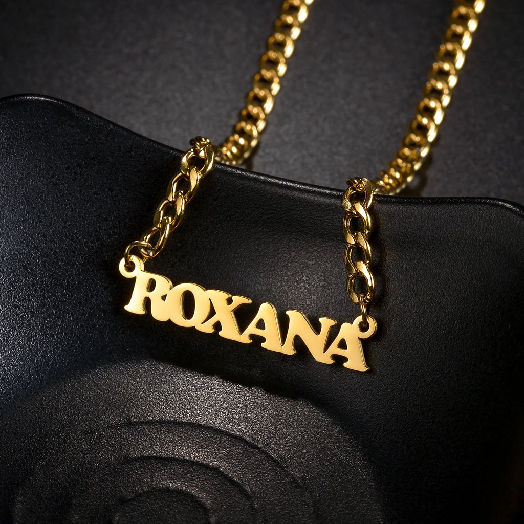 Custom Sideways Name Necklace - Stainless Steel - SHOPPERS' CASTLE