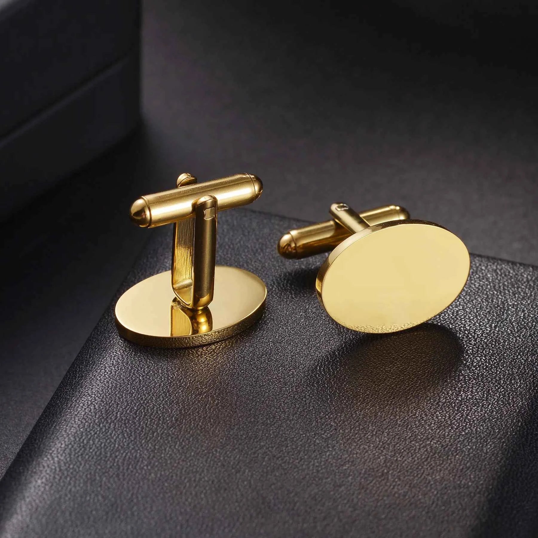 Personalized Name Cufflinks - Round Square Engrave Logo