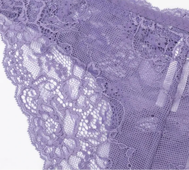 Embroidered Lace Brief Trio - Purple, Black & Beige