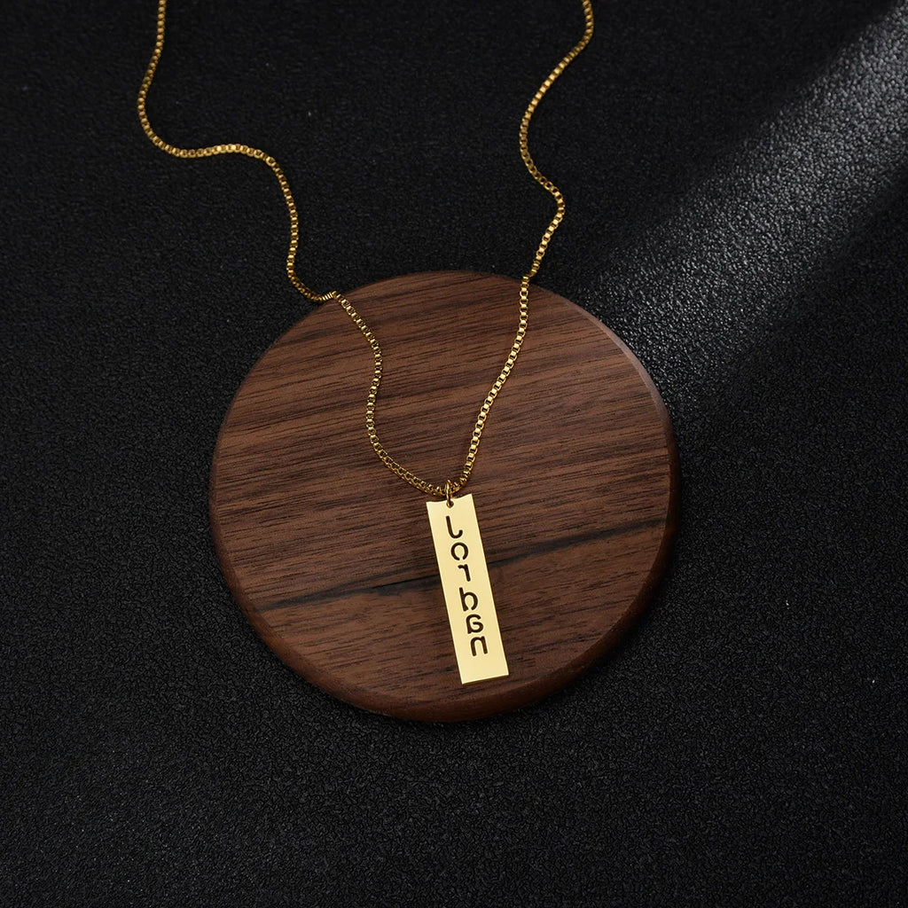Custom Name Hollow Nameplate Necklace - Elegant Chain - SHOPPERS' CASTLE
