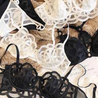 French Ultra-Thin Lace Bra Set with Thong