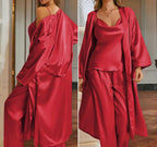 3-Piece Robe Pajama Set with Long Robe - SHOPPERS' CASTLE