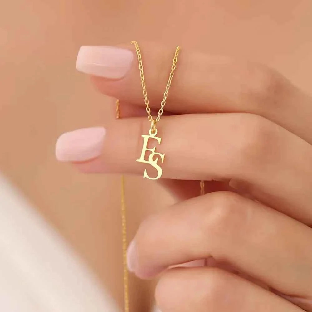 Geometric Initial Letter Necklace - Wedding Party Jewelry