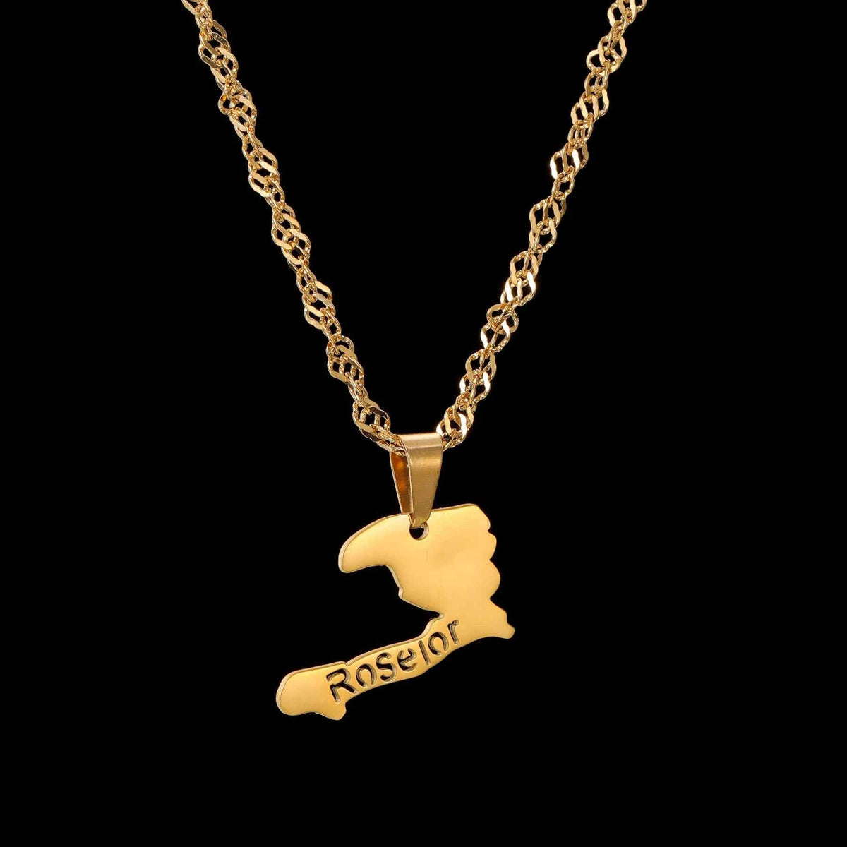 Custom Name Welding Map Pendant Choker - Nameplate Chain