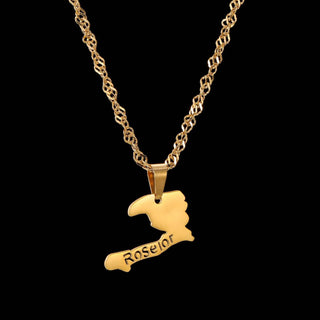 Custom Name Welding Map Pendant Choker - Nameplate Chain
