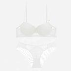 Embroidery Lace Deep V Push-Up Bra Set - BCD Cup