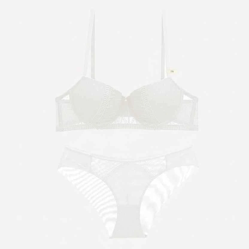 Embroidery Lace Deep V Push-Up Bra Set - BCD Cup