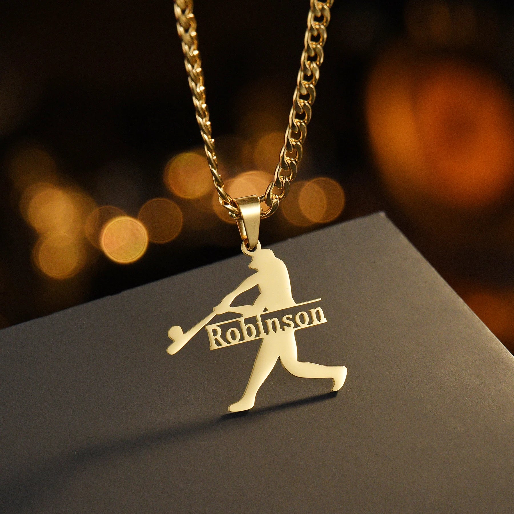 Personalized Name Football Sports Necklace - Baseball Pendant - SHOPPERS' CASTLE